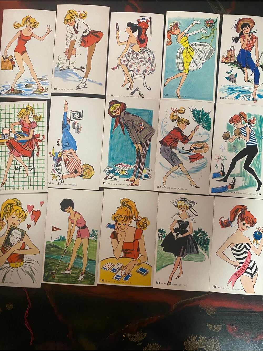 Vintage 1962 Mattel Barbie Jumbo Trading Cards - COMPLETE 35 set